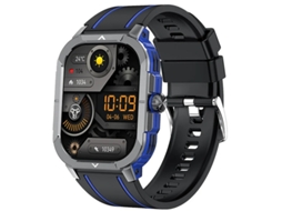 Relógio inteligente Bluetooth Bestvite, controle de voz, smartwatch para ciclismo ao ar livre com rastreador de condicionamento físico, azul
