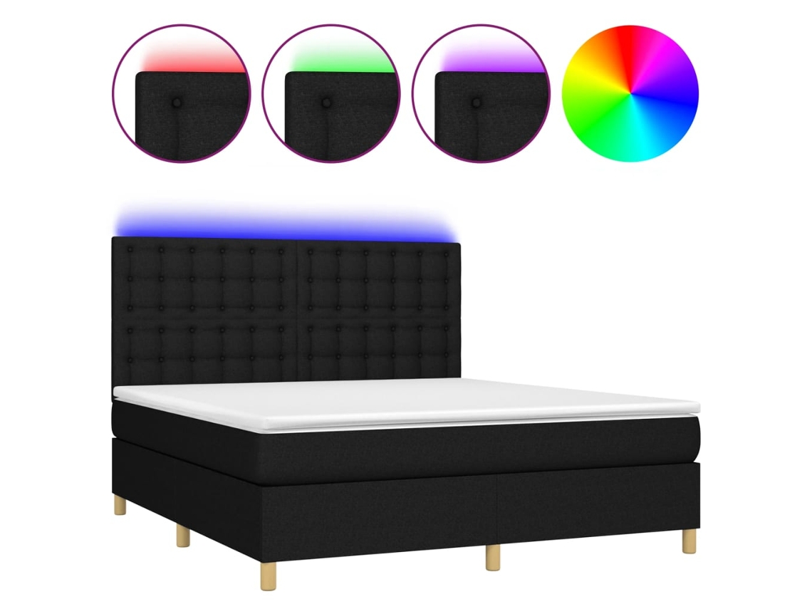 Box Spring Bed, Box Spring Beds Vidaxl Preto Tecido (180 X 200 Cm)