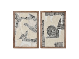 Home Esprit Branco Cinza Abstrato Pintura Urbana 43 X 3 X 63 Cm (2 Unidades)