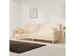 Vidaxl Sofá-cama 2 Lugares Com Duas Almofadas Tecido Cor Creme