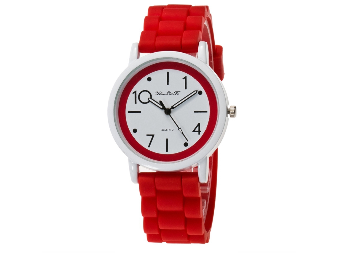 Reloj De Pulsera De Cuarzo Unisex Casual Estudiantil Con Correa De Silicona Zhoulianfa (rojo)