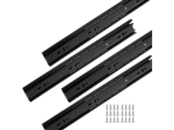 Corrediças Para Gavetas De Armário, Corrediças Com Rolamento De Esferas, Pacote Com 4 Unidades, Pretas, 25-50cm, Carga