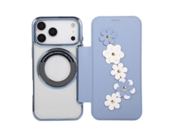 Capa Para Iphone 17 Pro Max Carteira Flip Magnético Slot Cartão Azul Czhhmart