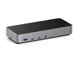 Base de display triplo 4K com fio preto prateado SATECHI