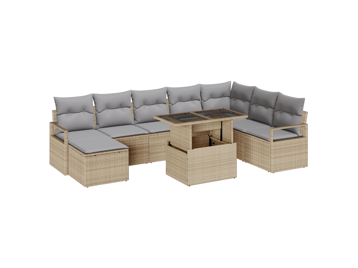 Conjunto 9 Conjunto De Sofá Modular Vidaxl Bege Vime Pe (100 X 55 X 73 Cm)