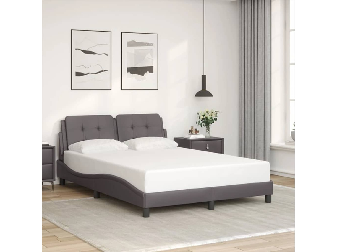 Estrutura de Cama Zadar 140x200cm couro artificial cinzento