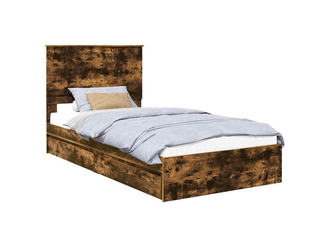 Cama com Armazenamento Carvalho Defumado 100 X 200 Cm MAISON EXCLUSIVE