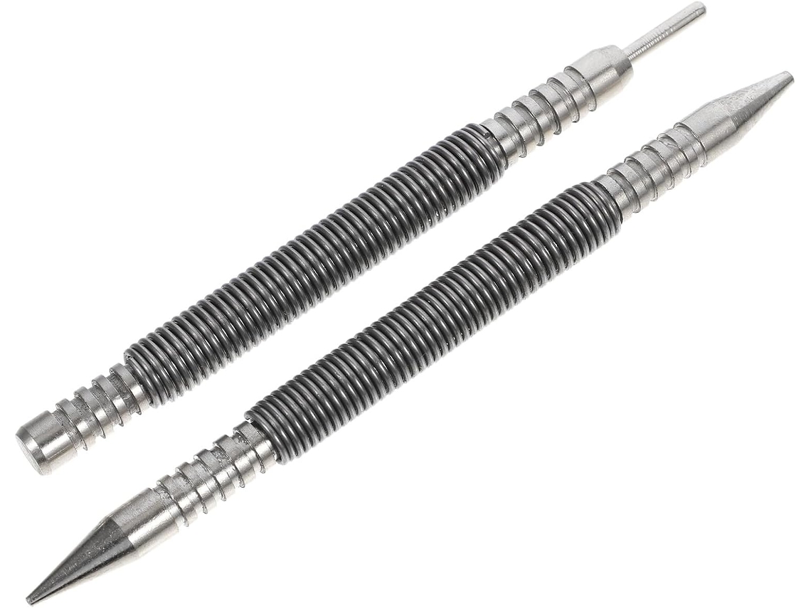 Topbathy Conjunto de 2 Punções Prego com Mola em Aço Carbono Cabeça Dupla Alipis, Ferramenta Compacta para