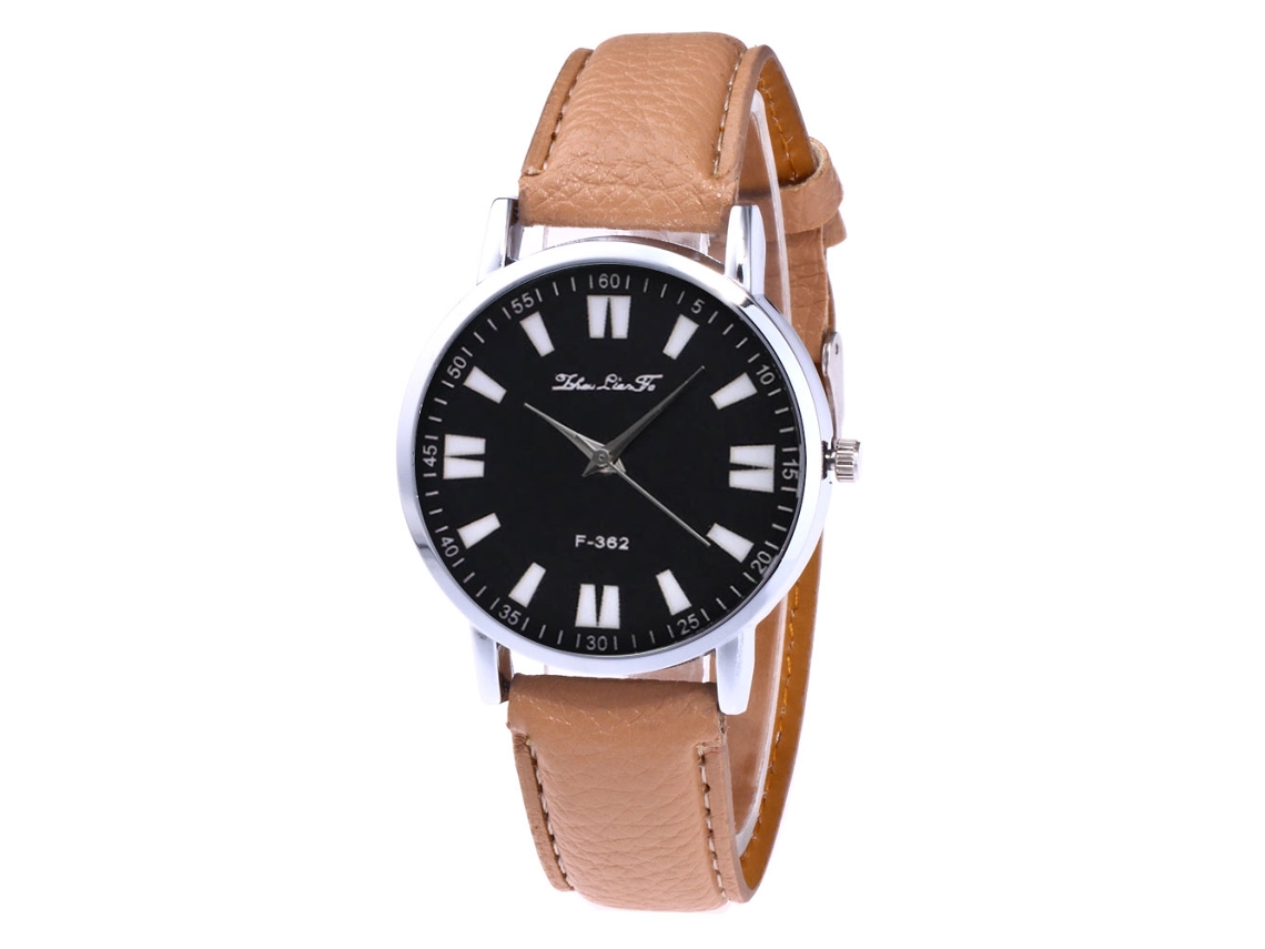 Reloj De Pulsera Unisex De Cuarzo Con Dial Redondo Beige Para Hombres Y Mujeres