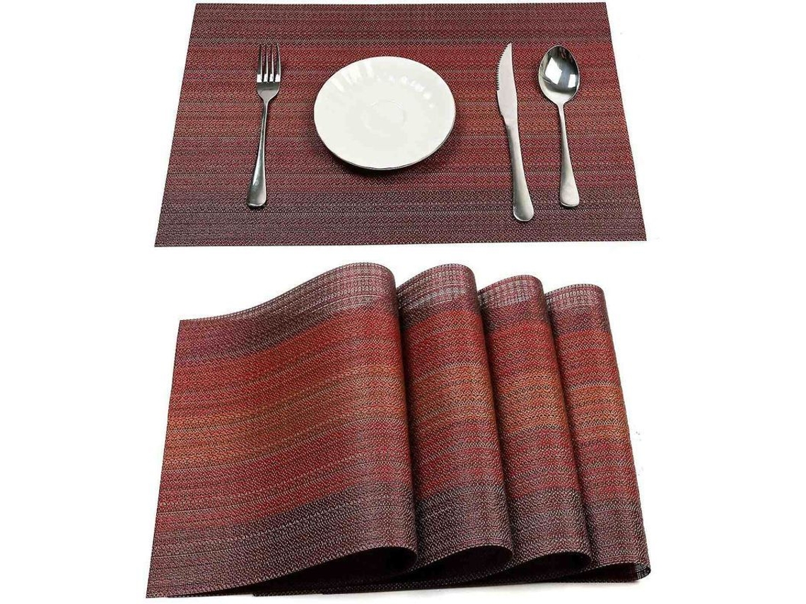 Nova Line conjunto de 4 Toalhas de Mesa Tejidas Vinil Laváveis Antiaderentes Resistentes Ao Calor Fáceis de Limpar