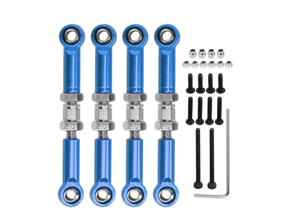 4pcs Vínculos De Servo Ajustáveis Para Carro Rc Fms 1/24 Fcx24, Barra De Tração De Direção Em Alumínio E Ferro Azul