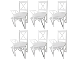 Vidaxl Cadeiras De Jantar 6 Pcs Madeira De Pinho Branco