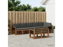 Vidaxl Conjunto De Sofás Para Exterior 8 Unid. Natural E Antracite