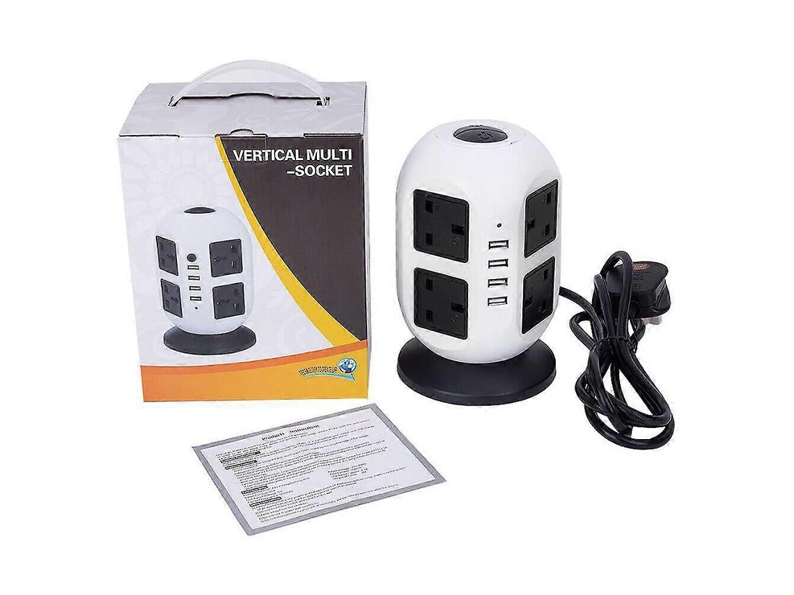 Extensão Elétrica Torre Com 8 Tomadas, Proteção Contra Surtos E Interruptor, Plugue Padrão Do Reino Unido, 4 Portas Usb. Olysi Shop