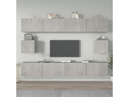 Vidaxl Conjunto Móveis De Tv 6 Pcs Madeira Processada Cinzento Cimento