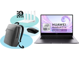 Pack HUAWEI Portátil MateBook D14 (14'' -  Intel Core i5 - 8 GB - 512 GB SSD) + Mochila + Rato + Router