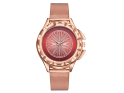 Relógio de Pulso Feminino Elegante de Quartzo com Strass e Pulseira Ajustável (vermelho)
