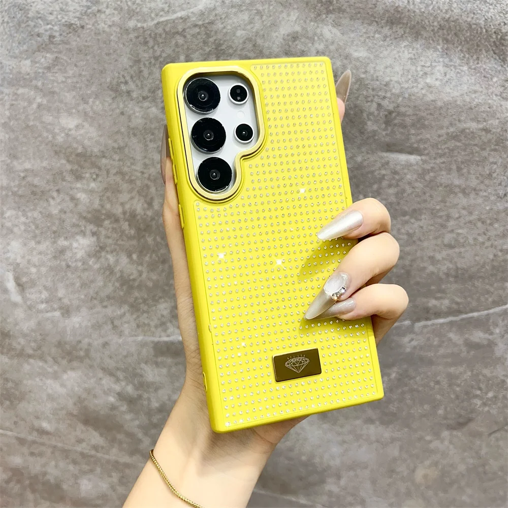 (samsung S23 Plus, Amarelo) Capa De Celular Com Glitter De Diamante Para Meninas