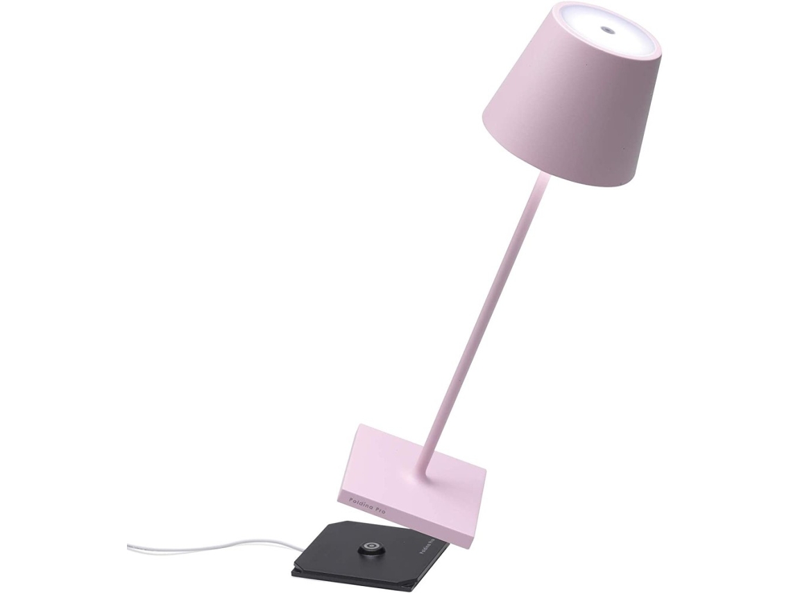 Candeeiro de Mesa Poldina Pro Rosa Led Recarregável e Regulável ZAFFERANO