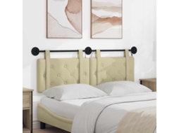 Vidaxl Cabeceira Suspensa Com Luz Led Creme Couro Sintético