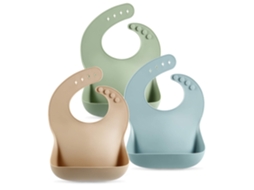 Conjunto de 3 Babadores Silicone para Bebês, Impermeáveis, Macios, Unissex, 10 a 72 Meses AQUAFORGE (marrom/azul/verde)
