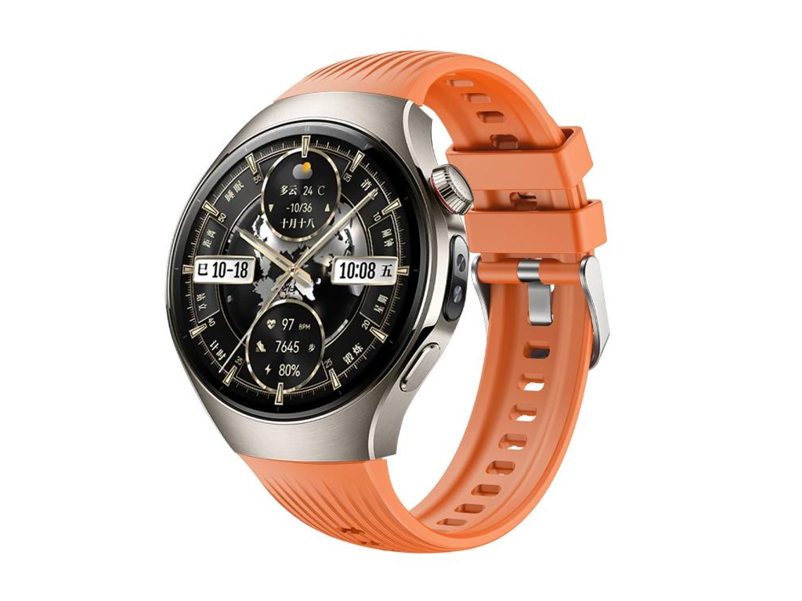 Bracelete para Huawei Watch 5 XIAOMOYU vertical silicone com fivela de aço prateado laranja (46mm)