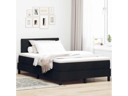 Vidaxl Cama Box Com Cabeceira Manual Preto 120 X 190 Cm Tecido