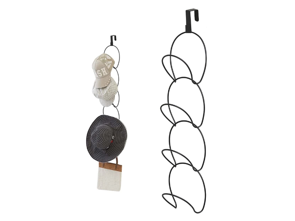 Cabide multifuncional para chapéus Slowmoose, cabide de boné de aço com gancho de porta