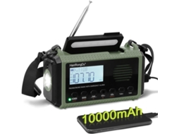 Rádio meteorológico Lurelia Noaa 10000mAh com manivela solar, USB, alarme SOS e lanterna.