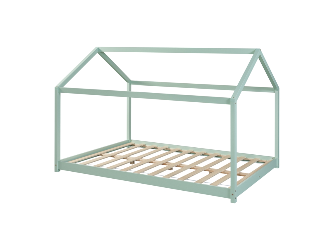 Cama de Criança Cerro em Forma de Casa de Pinho 120X200Cm Verde Menta [EN.CASA]