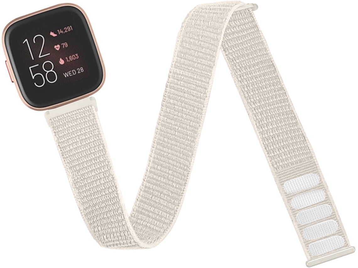 Pulseira Desportiva em Nylon para Fitbit Versa2, Tornozelo/Braço, Elástica Prateada NOVA