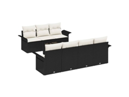 Maison Exclusive - Conjunto De Sofá De Jardim 8 Pcs Preto E Creme Vime Pe