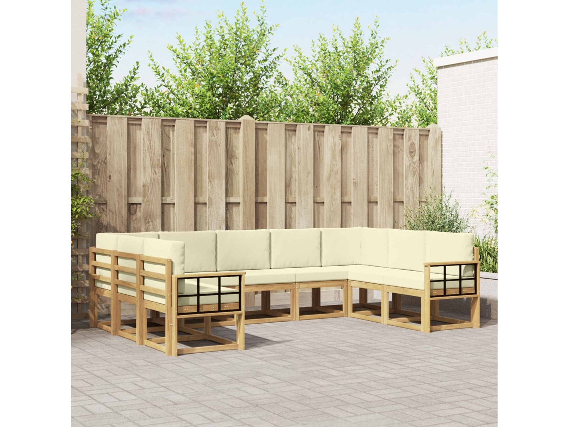Vidaxl Conjunto De Sofás Para Exterior 9 Unid. Branco E Creme