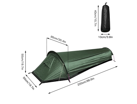Tenda ultraleve de acampamento, mochila de viagem única, barraca verde do exército 100% saco de dormir à prova d'água