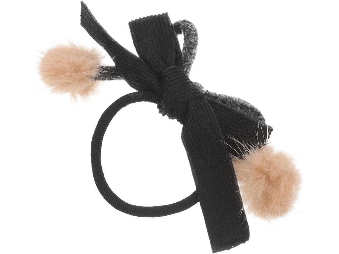 Elástico De Cabelo Preto De Pelúcia, Flexível E Adequado Para Meninas E Mulheres, Acessório.
