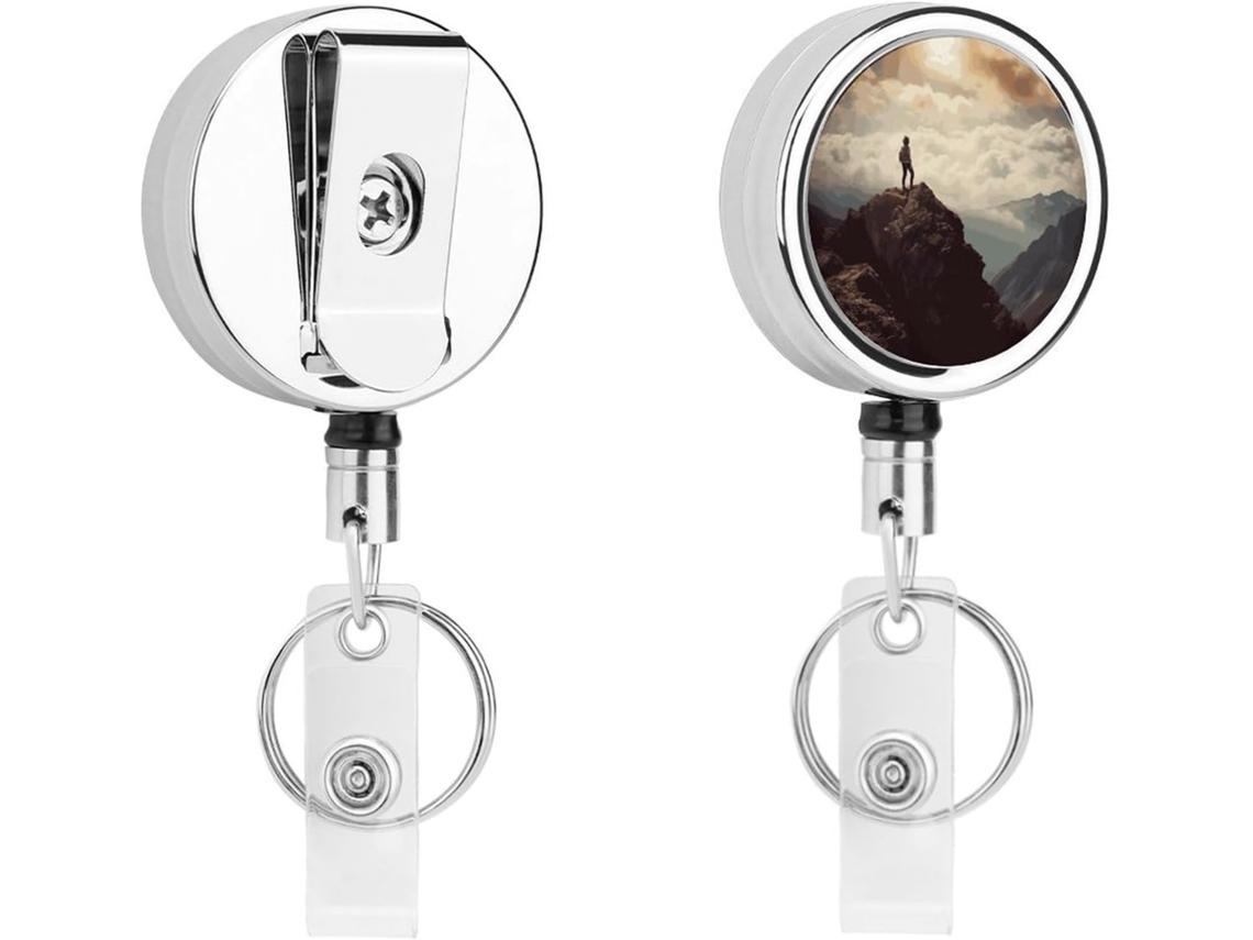 Porta Crachá Retrátil Feminino, Com Design Topo Montanha, Suporte para Crachá de Enfermagem Divertido com Clipe