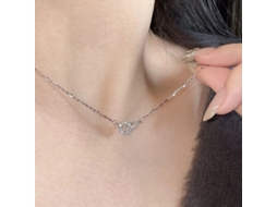 Colar com Pingente de Estrelas Entrelaçadas , Prata S925, Design de Anel Duplo de Luxo Sofisticado. MDUG (em Ouro Branco)