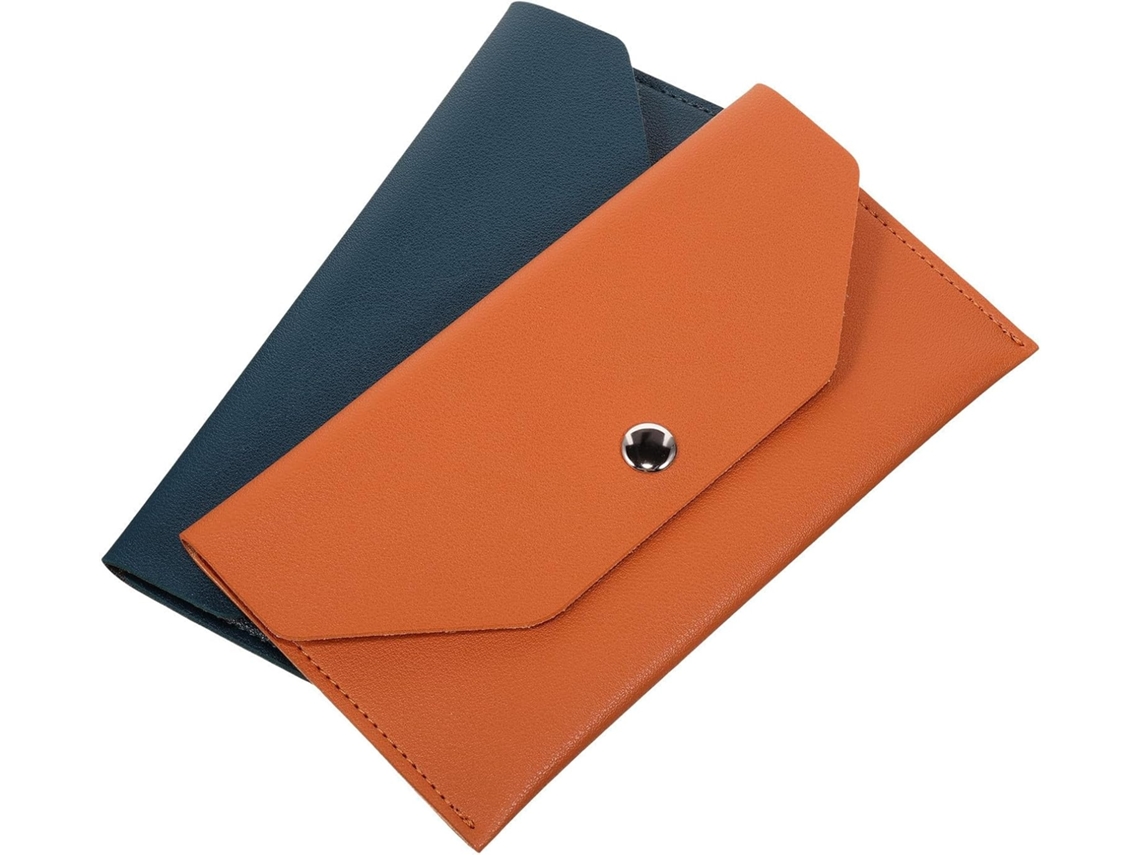 Conjunto de 2 mini carteiras envelope em couro sintético.