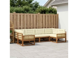 Vidaxl Conjunto De Sofás Para Exterior 6 Unid. Natural E Creme