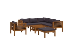 Maison Exclusive - 8 Pcs Conjunto Lounge De Jardim Com Almofadões Acácia Maciça