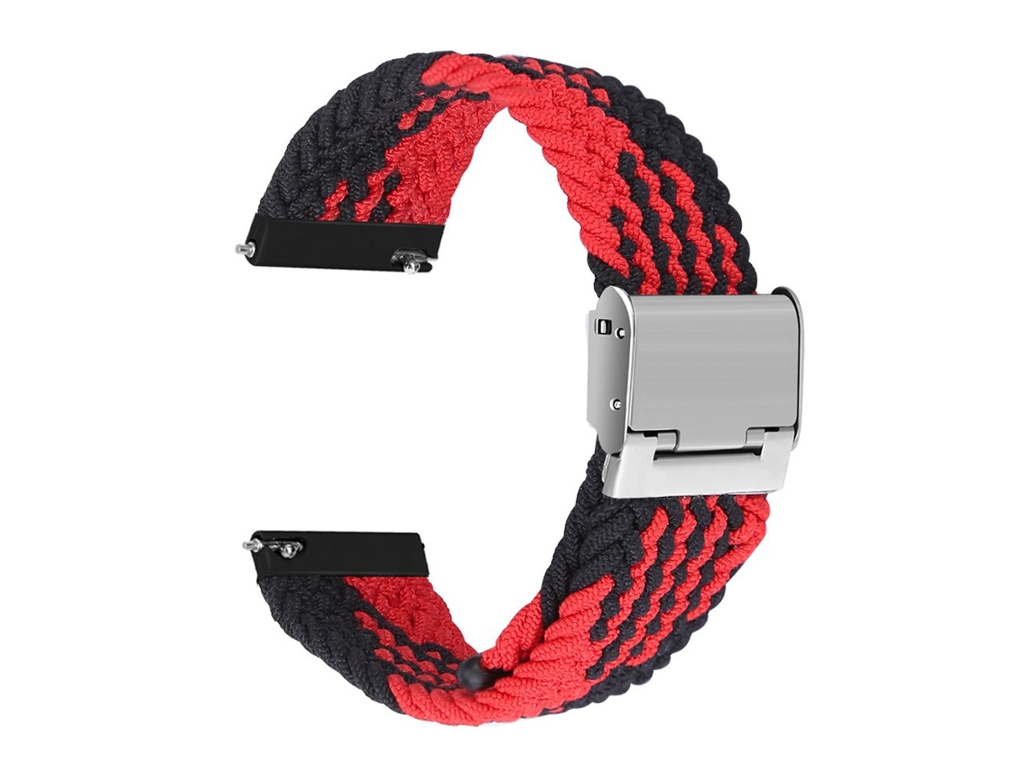Bracelete Entrançada Solo loop Ajustável para Haylou GS Vermelho e Preto