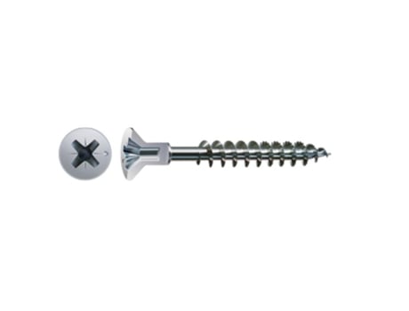 Parafuso Rosca para Madeira Cabeça Plana com Furo para Tampa Pozidriv Zincado Compr. 45 mm Diâm. 4.5 mm Caixa 500 ABC SPAX-S
