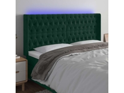 Vidaxl Cabeceira De Cama C/ Led Veludo 203x16x118/128 Cm Verde-escuro