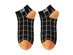 Meias masculinas de algodão, cano baixo, antiderrapantes, com estampa xadrez grossa, elásticas, inodoras, para uso diário e esportivo (modelo 2026).