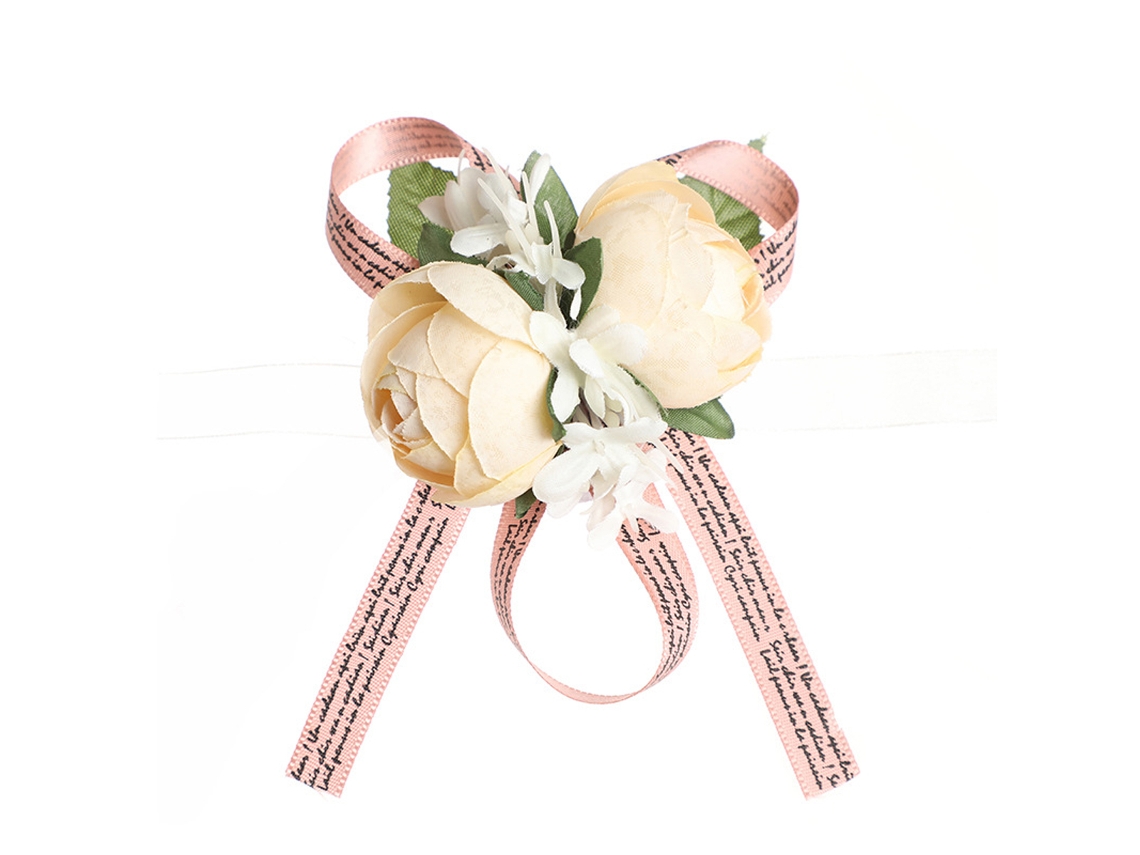 2Pcs Flor de Pulso de Casamento Corsage Floral com Rosa e Folha para Mão NEVEANCE