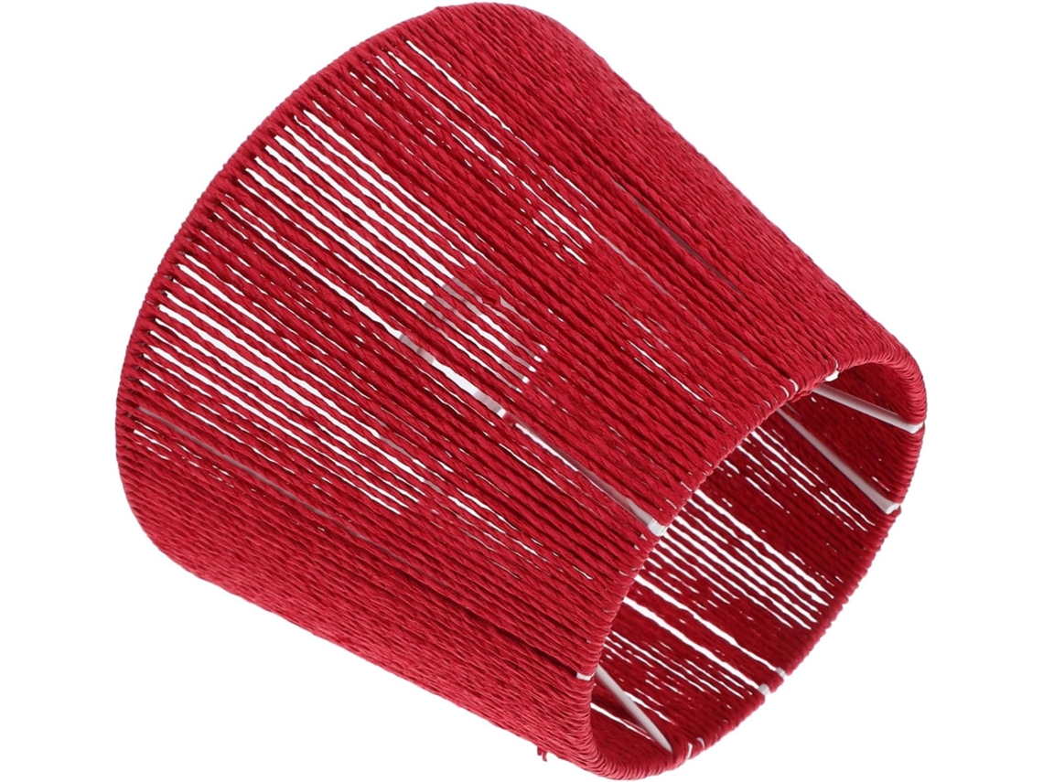 Abajur De Papel Trançado Vermelho Para Luminária De Mesa E Elegante Peça Decorativa Para Sala De Estar.