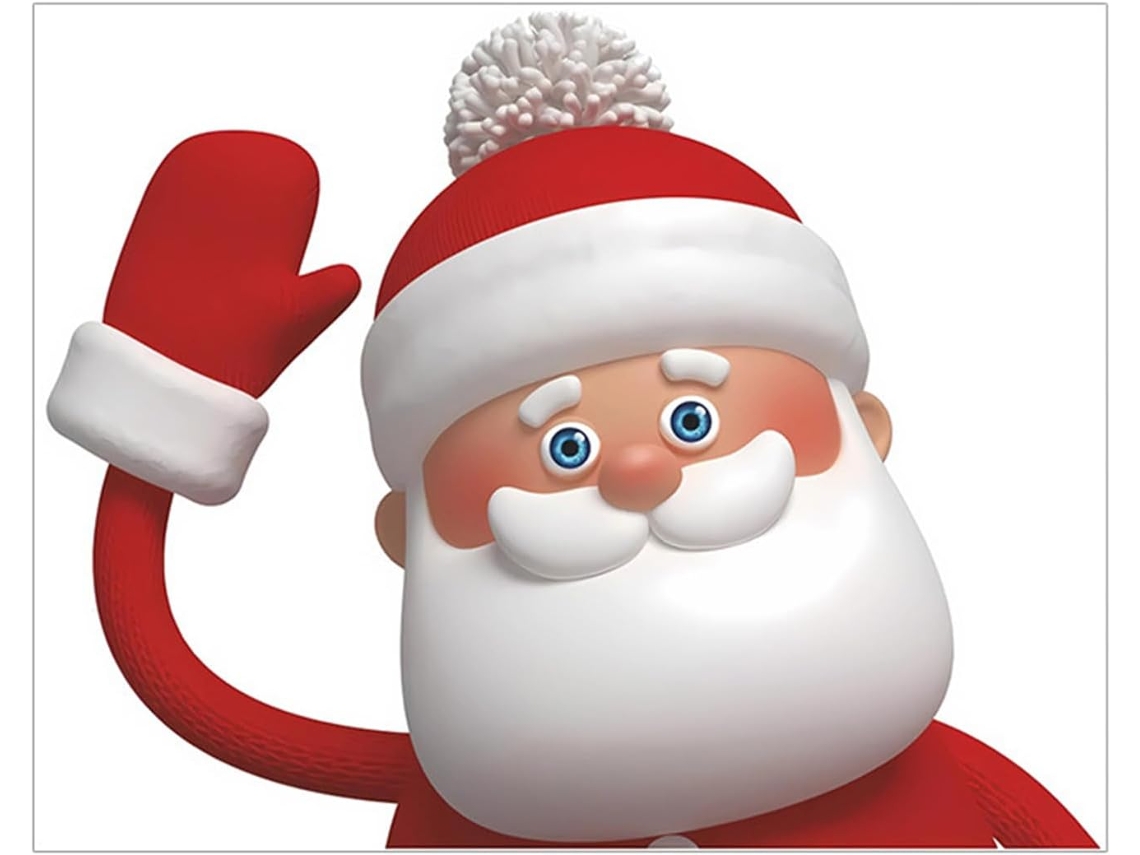 Adesivos De Natal Para Janela Com Vovô Acenando Em Efeito 3d |