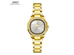 Relógio Quadrado Feminino De Luxo (dourado) Da Niche Luxury Com Strass