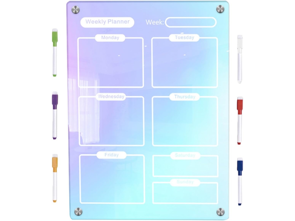 Tableau Magnétique Stylo Effaçable De Planification Hebdomadaire Em Acrylique Portable Ensemble 7 Peças Para