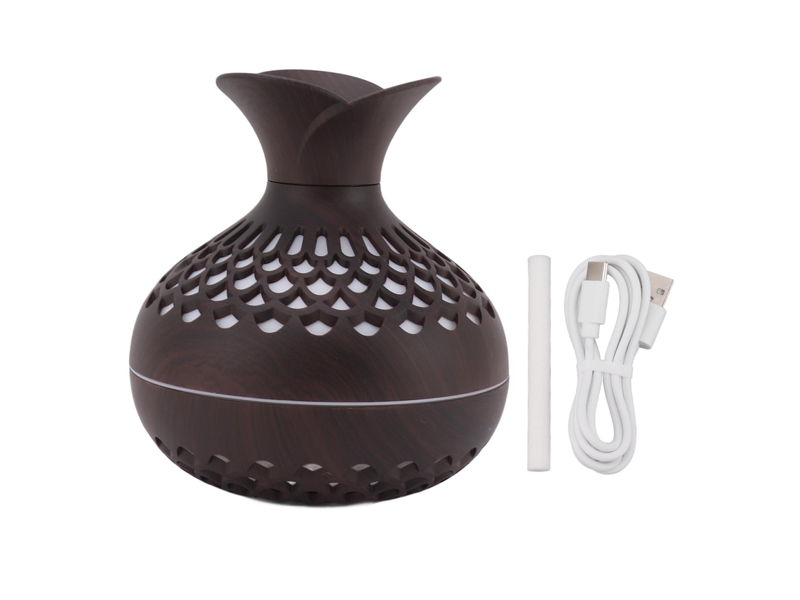 Difusor de aroma e humidificador em forma de vaso de flores, 2.5W, 300ml, USB, preto LAXISCREED
